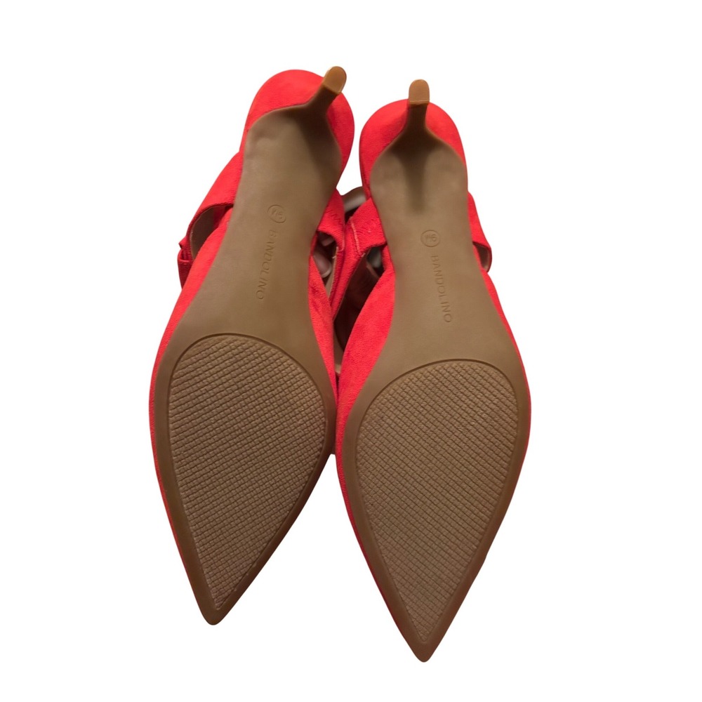 Bandolino Red Faux Suede Pointed Toe Bow Strap Kitten Heel Mules Womens 9M - Picture 4 of 4